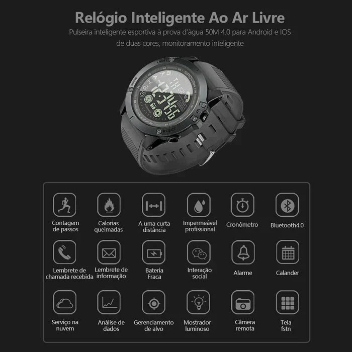 Relógio SmartWatch Militar Masculino T-Watch + Frete Grátis Apenas Hoje 🔥 - lojasneris